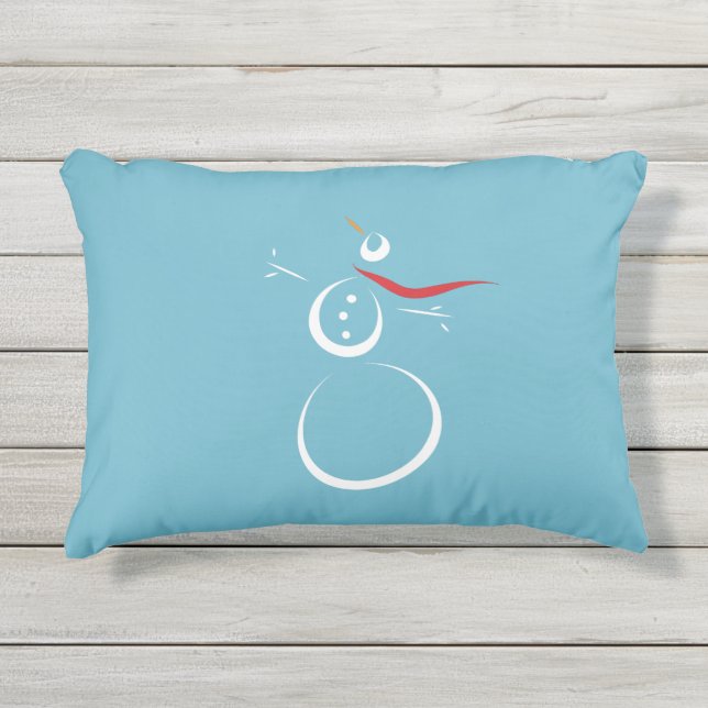 Coussin D'extérieur Cyan d'hiver Cute Snowman (Devant)