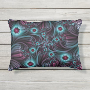 Coussin D'extérieur Dans la profondeur Bleu rose Abstrait Fractal Art