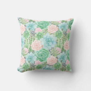 Coussin D'extérieur De superbes succulents   Aquarelle peinte   CARRÉ