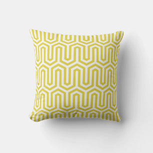 Coussin D'extérieur Déco motif égyptien - moutarde or et blanc