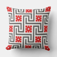 Décor Clé grecque, rouge profond, blanc et gris /