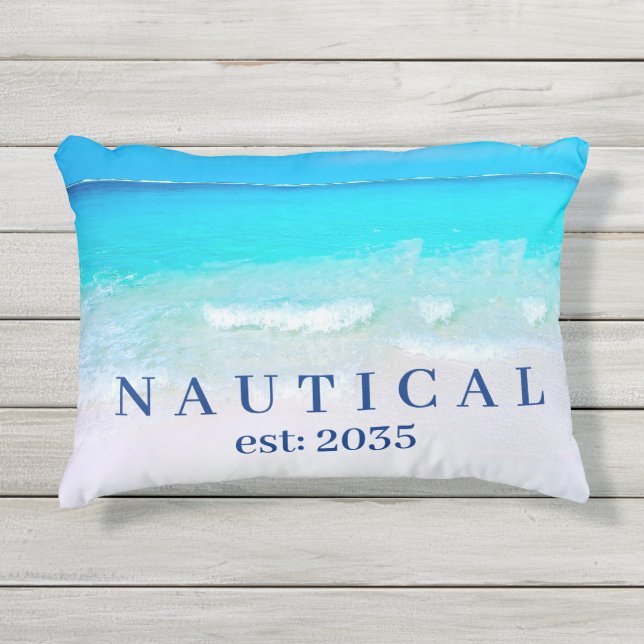 Coussin D'extérieur Décor marin bleu marine (Devant)