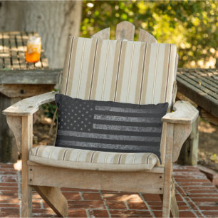 Coussin D'extérieur Drapeau américain vintage Black Grunge USA