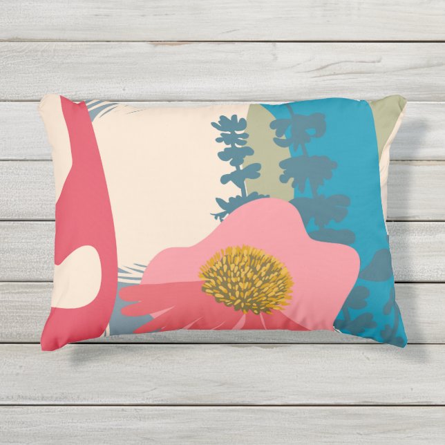 Coussin D'extérieur Echinacea Abstrait Artistic Moderne Blocs de coule (Devant)