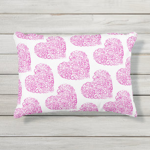 Coussin D'extérieur Écriture spirale coeur rose pour la Saint Valentin
