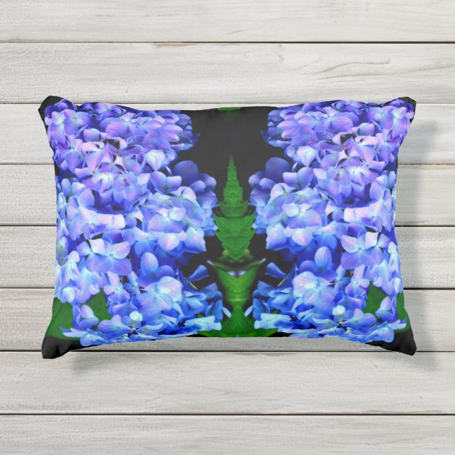 Coussin D'extérieur Élégant bleu violet clair magenta hydrangée floral (Devant)