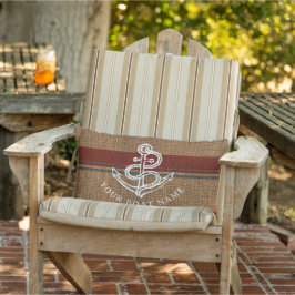 Coussin D'extérieur Élégant Burlap Ancre Nautique Nom de bateau Person