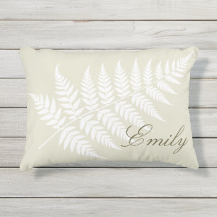 Coussin D'extérieur Élégante fougère blanche vert clair pour elle ou l