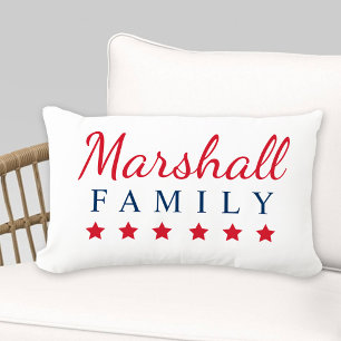 Coussin D'extérieur Étoiles de la marine rouge patriotique Monogramme 