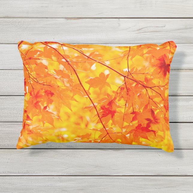 Coussin D'extérieur Feuillage d'orange de feuille d'automne (Dos)