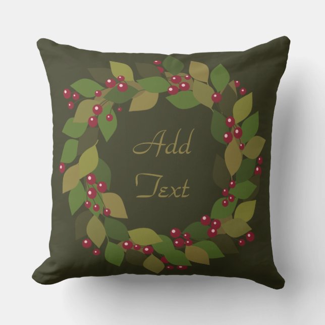 Coussin D'extérieur Feuilles et Berries Wreath (Recto)