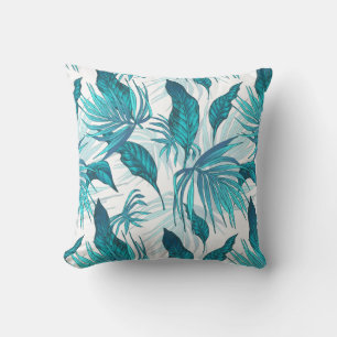 Coussin D'extérieur Feuilles tropicaux en Turquoise