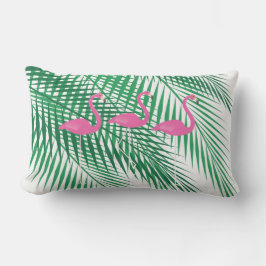 Coussin D'extérieur Flamants roses et palmettes tropicales -