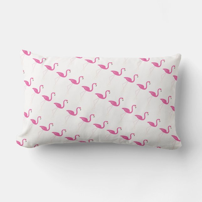Coussin D'extérieur Flamants roses rose amusant sur blanc - extérieur (Recto)