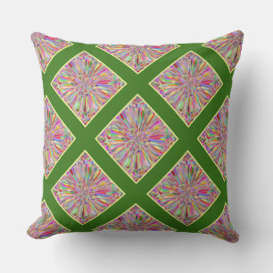 Coussin D'extérieur Fleur de confettis Été en carreaux verts et jaunes