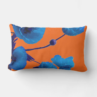 Coussin D'extérieur Fleurs de pavot aquarelle florale bleue Coucher de