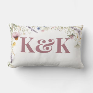 Coussin D'extérieur Fleurs sauvages Floral Botanique Monogramme Modifi