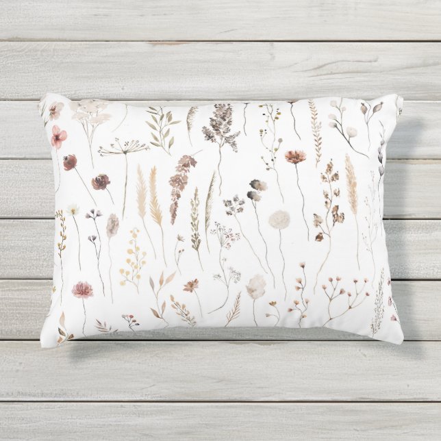 Coussin D'extérieur Fleurs Sèches Roses Et Roses En Terracotta (Devant)