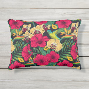 Coussin D'extérieur Fleurs tropicales et colibri - Botanica d'été