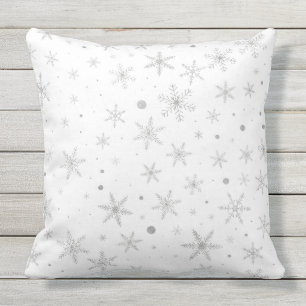 Coussin D'extérieur Flocon de neige de scintillement - gris et Blanc