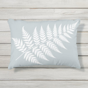 Coussin D'extérieur Fougère blanche bleu glacé inspirée des bois