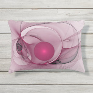 Coussin D'extérieur Fractale balançante, Art Abstrait Moderne Rose Bai
