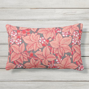 Coussin D'extérieur Fraises de Nouveau d'art et feuille, orange de
