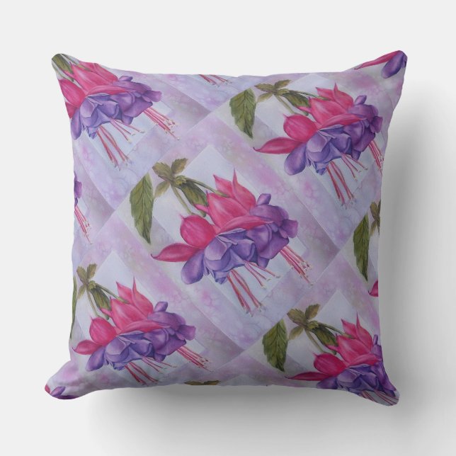 COUSSIN D'EXTÉRIEUR FUCHSIA ROSE ET PURPLE (Recto)
