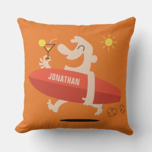 Coussin D'extérieur Funny Surfer avec Cocktail nom personnalisé coussi