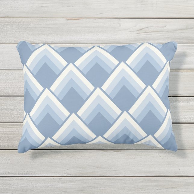 Coussin D'extérieur géométrique Abstraite, bleu et blanc cassé 2 extér (Devant)