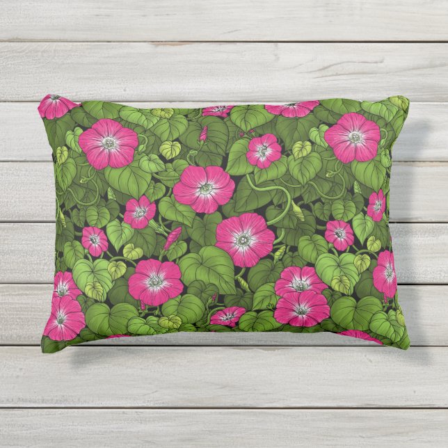 Coussin D'extérieur Gloire du matin en rose et vert (Devant)