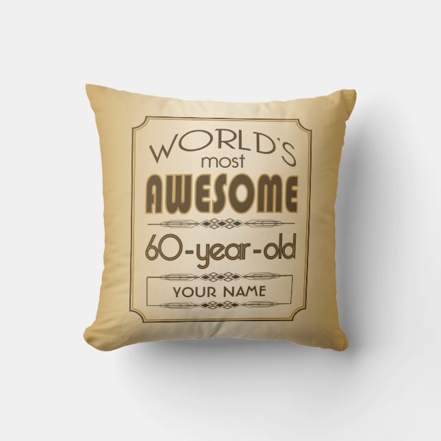 Coussin D'extérieur Gold 60th Anniversaire Célébration Monde meilleur  (Recto)