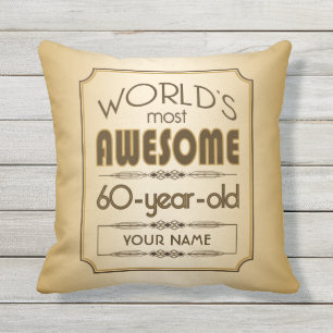 Coussin D'extérieur Gold 60th Anniversaire Célébration Monde meilleur 