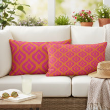 Gras Orange Hot Rose Summer Ikat Ogee Art Motif