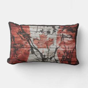 Coussin D'extérieur Grunge Distressed Canada Drapeau noir rouge gris