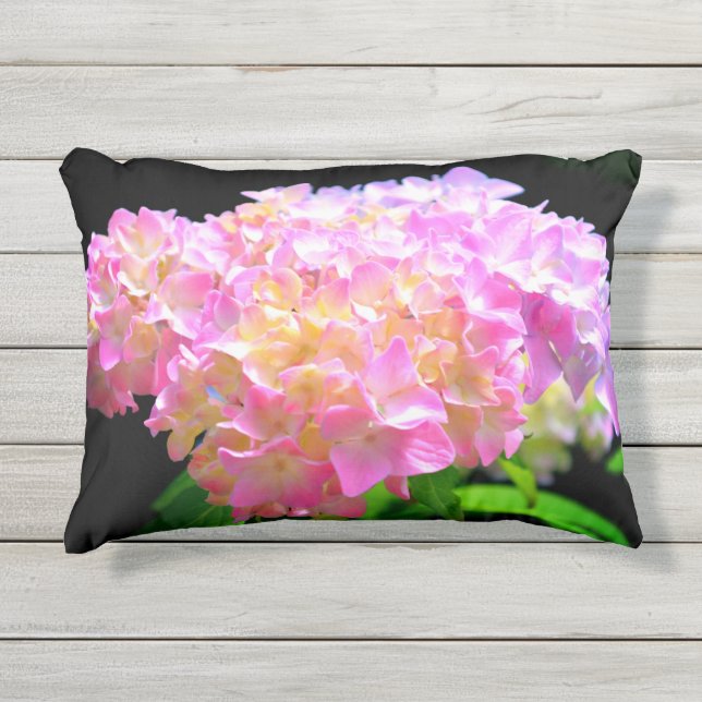 Coussin D'extérieur Hortensias floraux oranges roses (Devant)