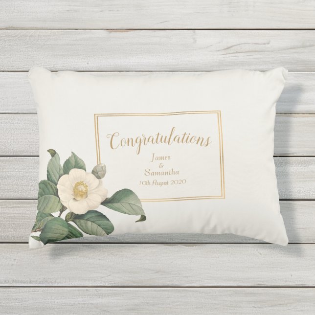 Coussin D'extérieur Illustration florale blanche simple | Cadeau Maria (Devant)