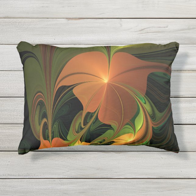 Coussin D'extérieur Imaginaire Plante Abstrait rouille verte Brown fra (Devant)