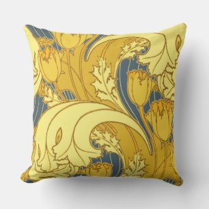 Coussin D'extérieur Impression de motif de tulipe : Art nouveau bleu j