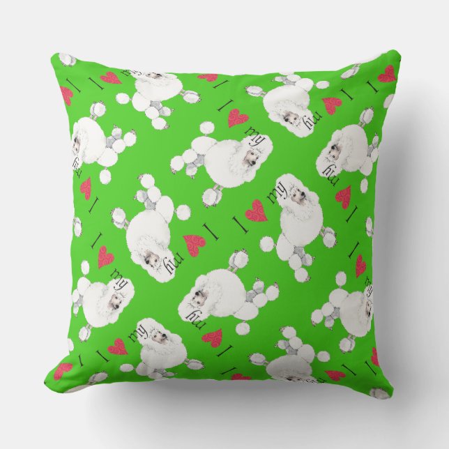 Coussin D'extérieur J'aime mon caniche (Recto)