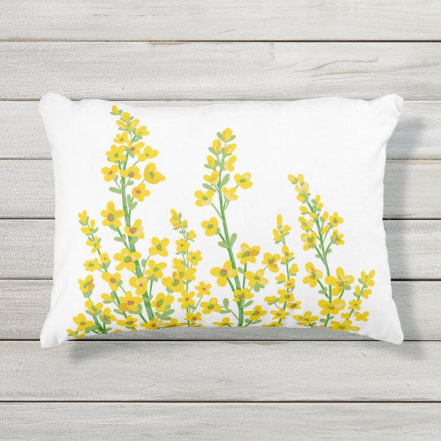 Coussin D'extérieur Jaune Moderne Citrine Fleurit (Devant)