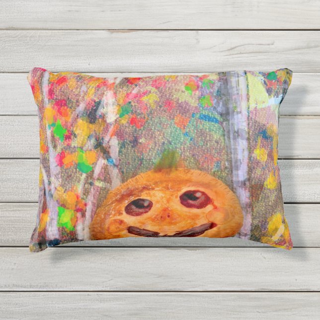 Coussin D'extérieur Joli visage Citrouille d'Halloween (Devant)