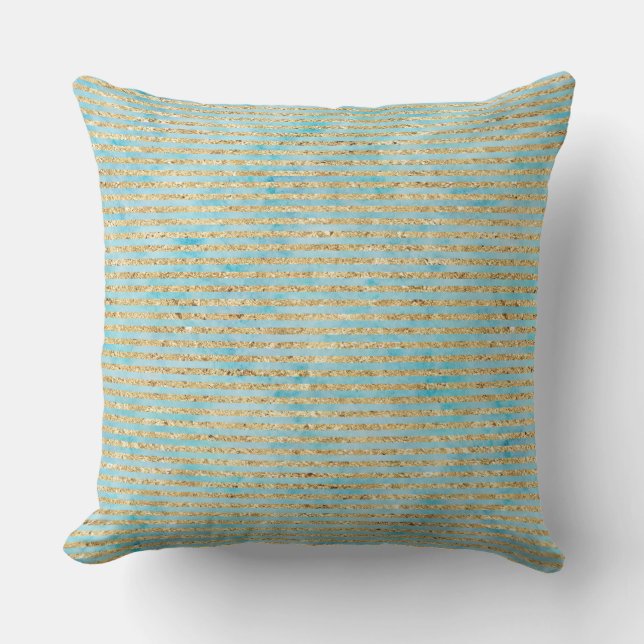 Coussin D'extérieur Jolie étincelle d'or Aqua (Recto)