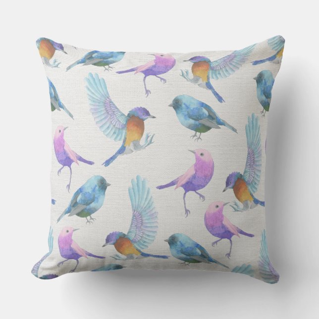 Coussin D'extérieur Jolis oiseaux d'aquarelle (1) (Recto)