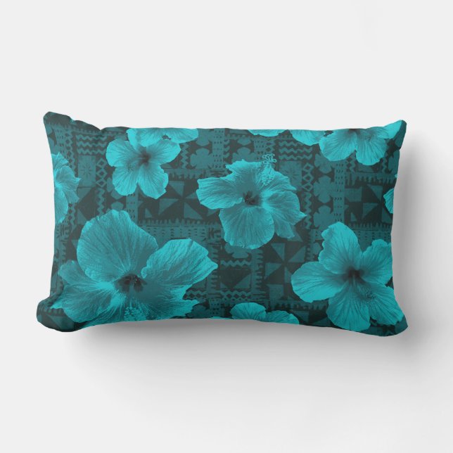 Coussin D'extérieur Ketmie hawaïenne tropicale de Tapa de Kalalau (Recto)