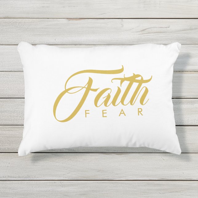 Coussin D'extérieur La foi sur la peur or et blanc (Devant)