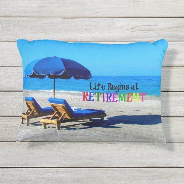 Coussin D'extérieur La vie commence à la retraite (Dos)