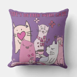 Coussin D'extérieur La vie est meilleure avec les chats animaux chaton
