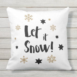 Coussin D'extérieur "Laissez-le neiger !" Noël de calligraphie
