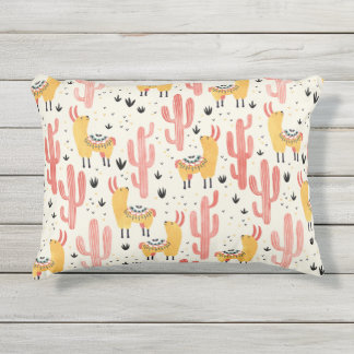 Coussin D'extérieur Lama heureux avec le cactus